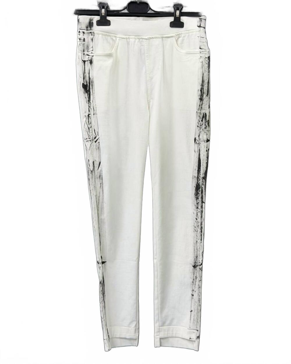 NEW ZANNZA COUTURE women's cotton pants with black detail in white